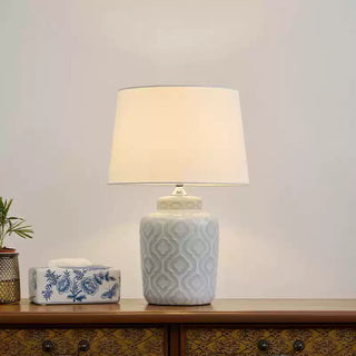 Textured Jar Table Lamp with Tapered Shade