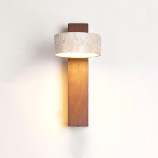 Minimalist Stone and Wood Wall Lamp