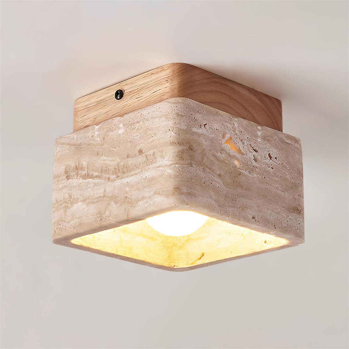 Square Travertine Flush Mount Ceiling Light - view 13 | Liootrlamp