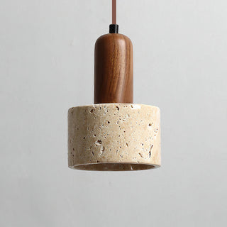 Natural Travertine Cylinder Pendant Light