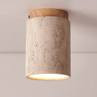 Wood and Stone Modern Flush Mount Light