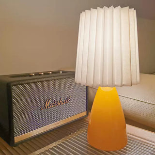 Amber Glow Pleated Shade Table Lamp