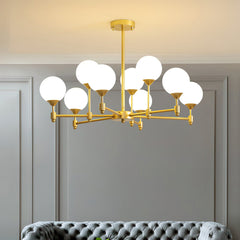 Brass Globe Mid-Century Modern Chandelier