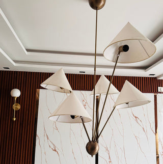 5-Arm Fabric Cone Chandelier