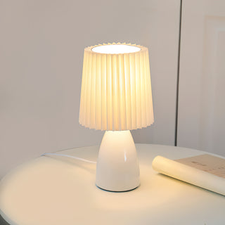 Amber Glow Pleated Shade Table Lamp