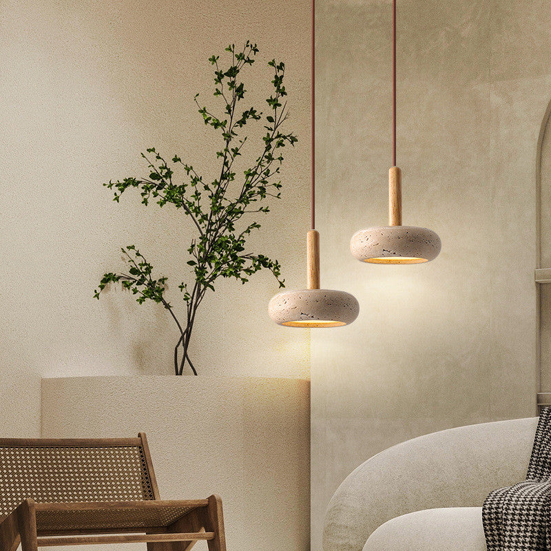 Hourglass Travertine Pendant Light - view 3 | Liootrlamp