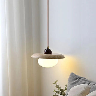 Wabi-Sabi Travertine Bedside Pendant Lamp