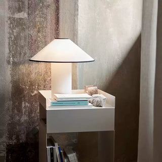 Red Trim Cone Shade Table Lamp