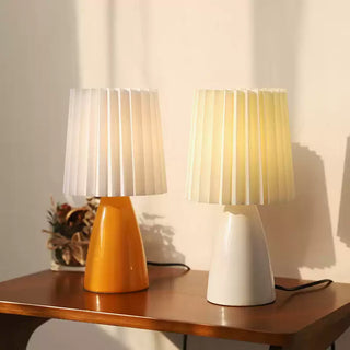 Amber Glow Pleated Shade Table Lamp