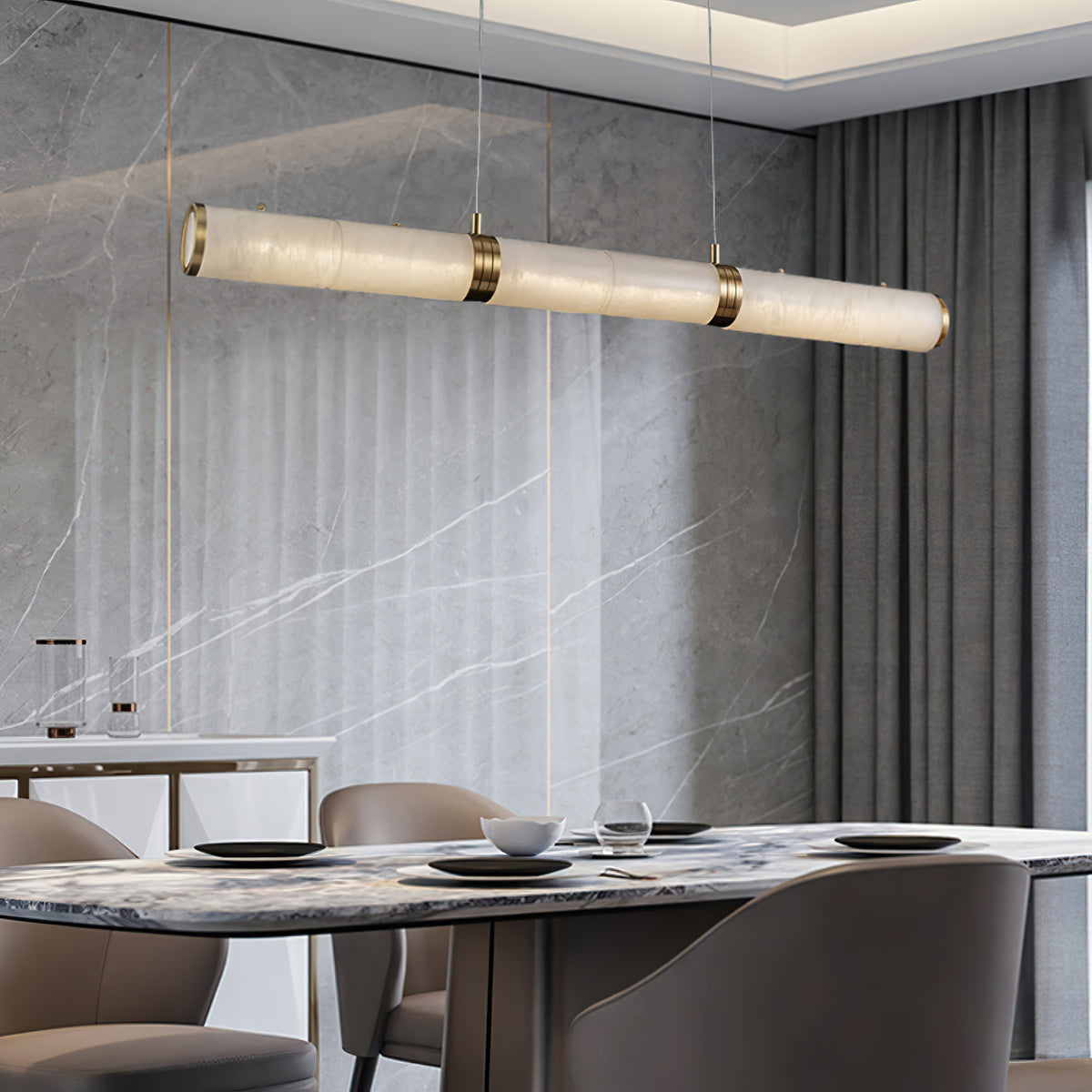Alabaster Column Linear Chandelier - view 13 | Liootrlamp