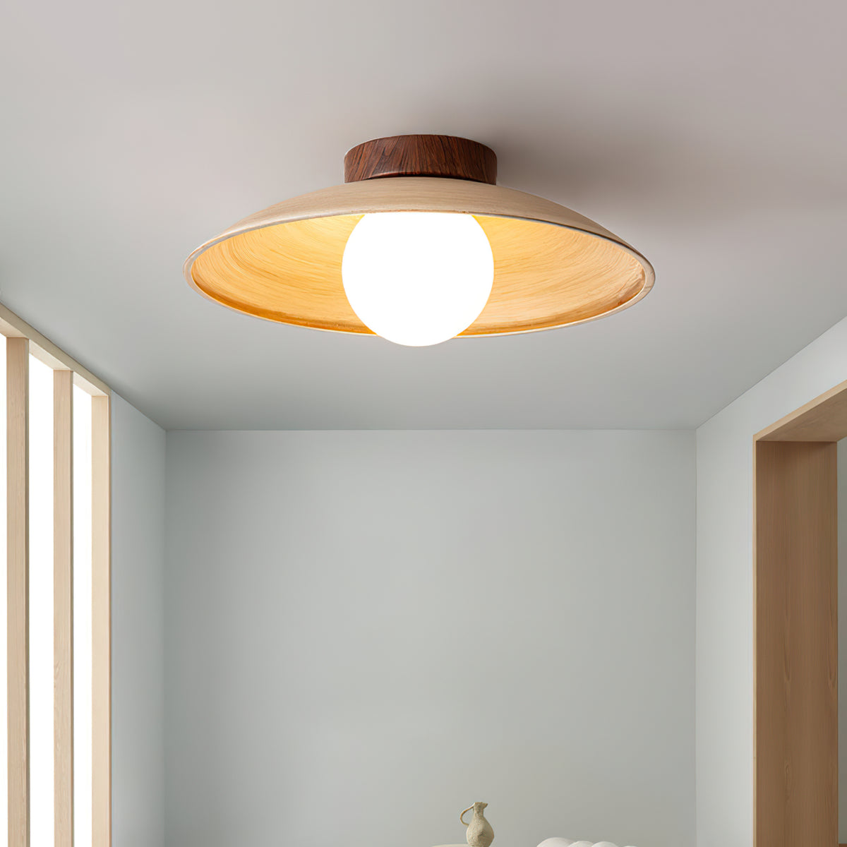 Vintage Wood Dome Ceiling Light - view 13 | Liootrlamp
