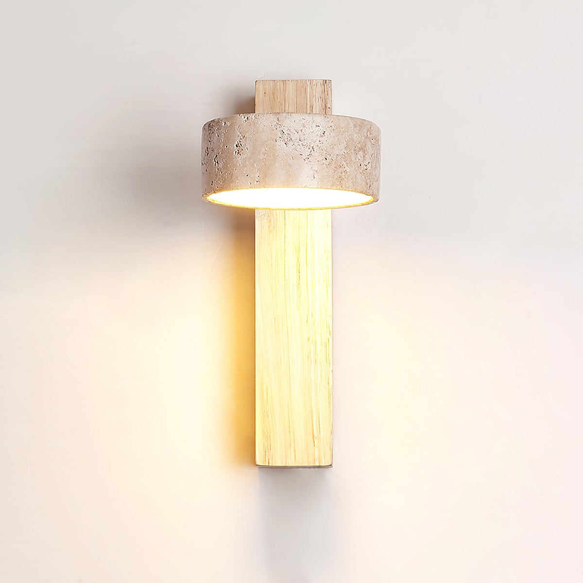 Minimalist Stone and Wood Wall Lamp - view 13 | Liootrlamp
