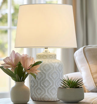 Textured Jar Table Lamp with Tapered Shade