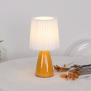 Amber Glow Pleated Shade Table Lamp