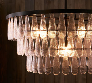 Gold Circular Textured Glass Chandelier