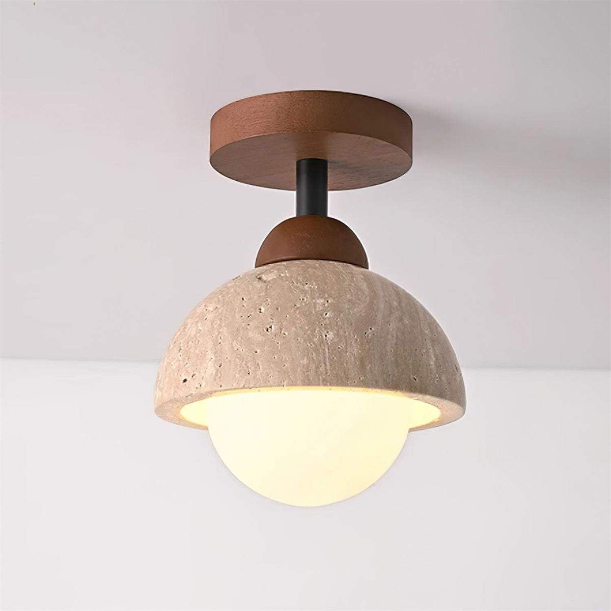 Travertine Flush Mount Ceiling Light - view 9 | Liootrlamp