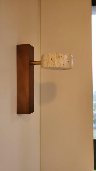 Minimalist Stone and Wood Wall Lamp