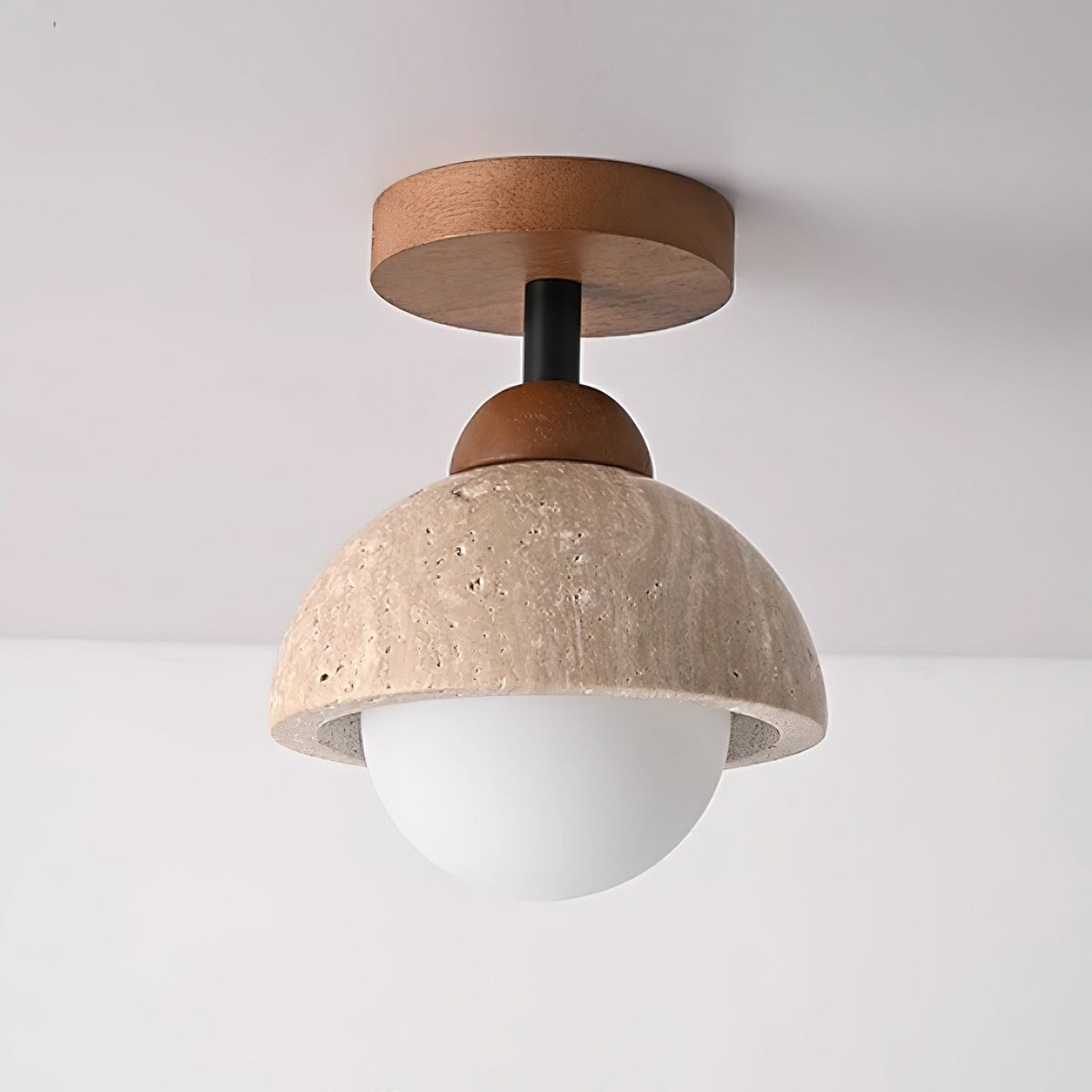 Travertine Flush Mount Ceiling Light - view 12 | Liootrlamp