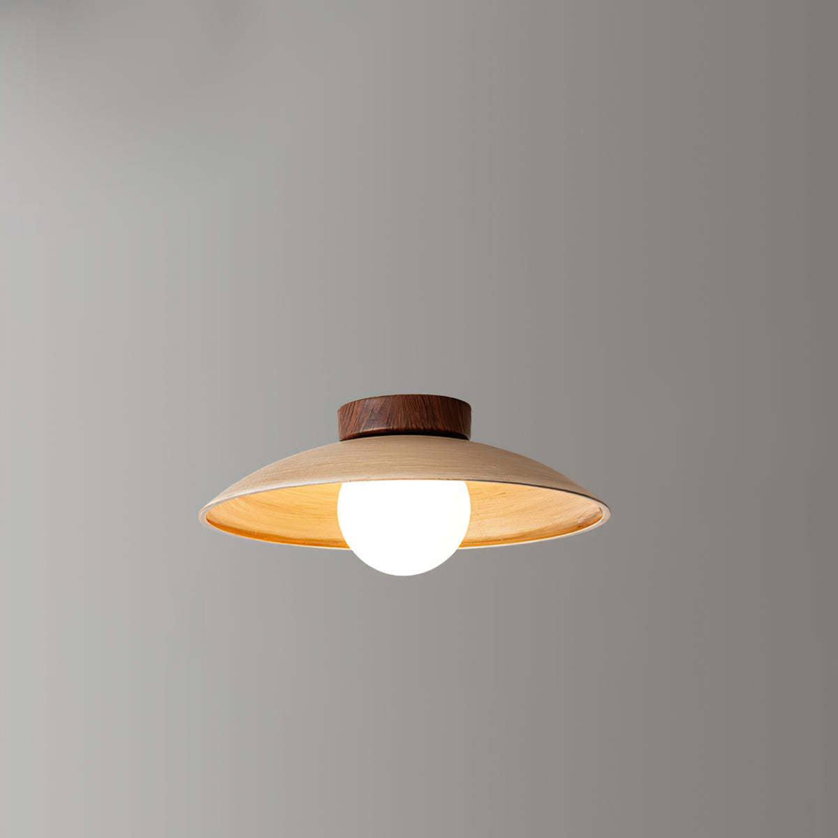 Vintage Wood Dome Ceiling Light - view 14 | Liootrlamp