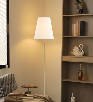 Minimalist Brass Floor Lamp with Fabric Shade