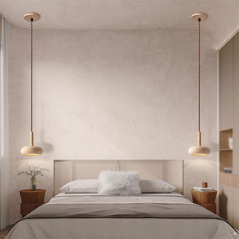 Hourglass Travertine Pendant Light - view 6 | Liootrlamp