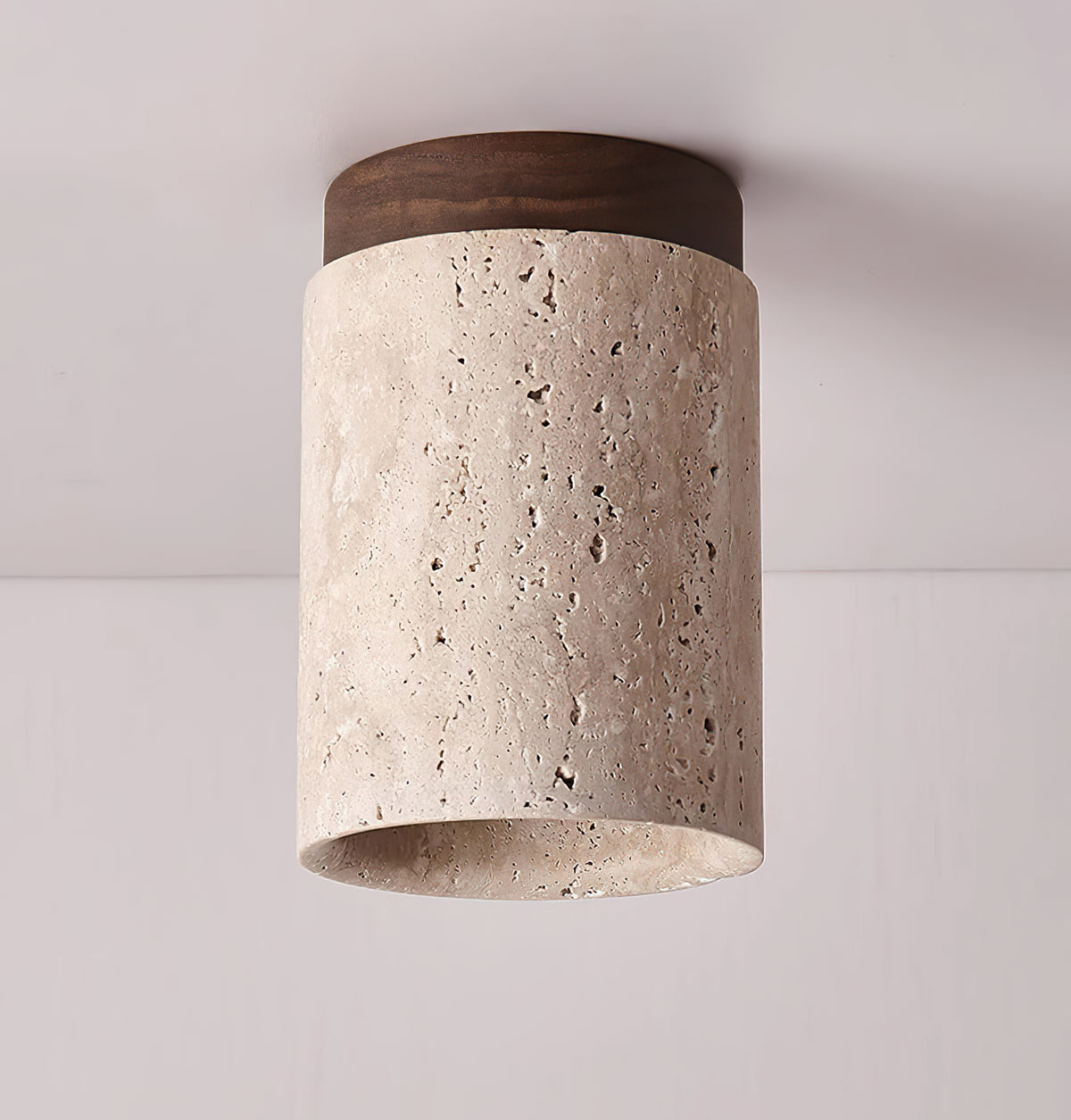 Wood and Stone Modern Flush Mount Light - view 8 | Liootrlamp