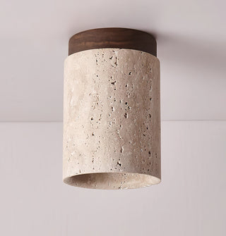 Wood and Stone Modern Flush Mount Light