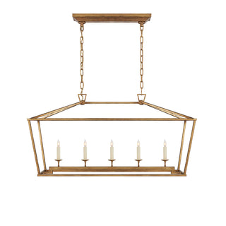 Gold Rectangular Lantern Linear Chandelier