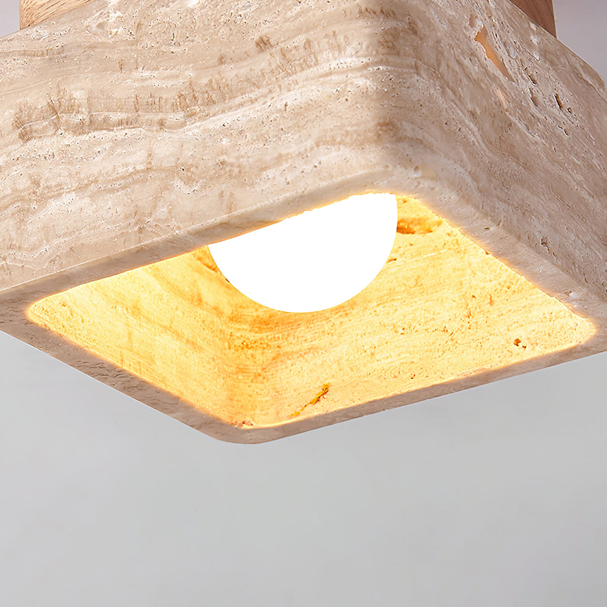 Square Travertine Flush Mount Ceiling Light - view 11 | Liootrlamp