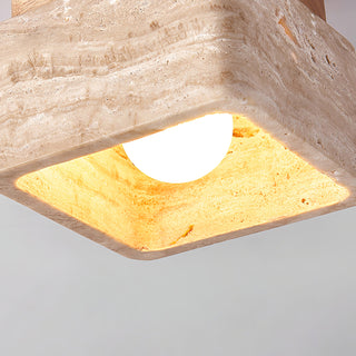 Square Travertine Flush Mount Ceiling Light