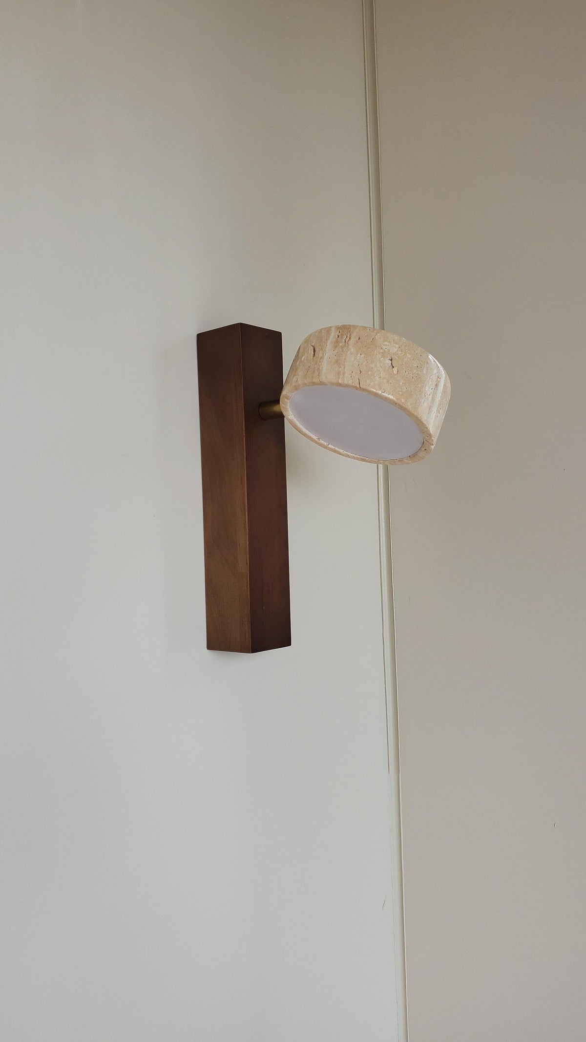 Minimalist Stone and Wood Wall Lamp - view 9 | Liootrlamp