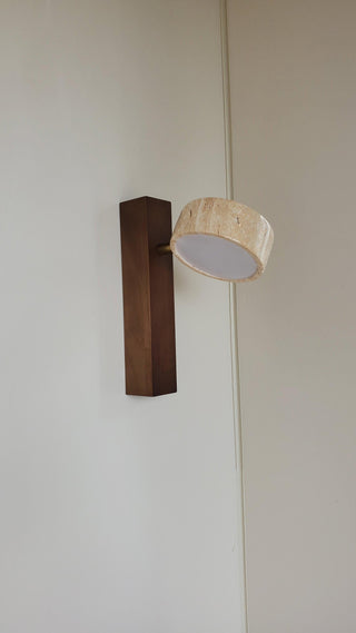 Minimalist Stone and Wood Wall Lamp