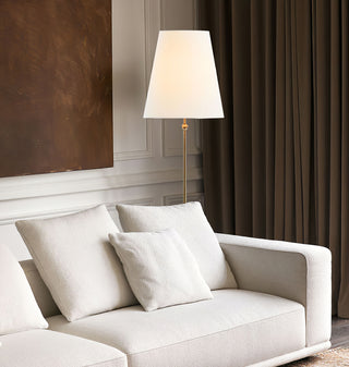 Minimalist Brass Floor Lamp with Fabric Shade