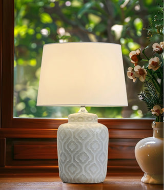 Textured Jar Table Lamp with Tapered Shade