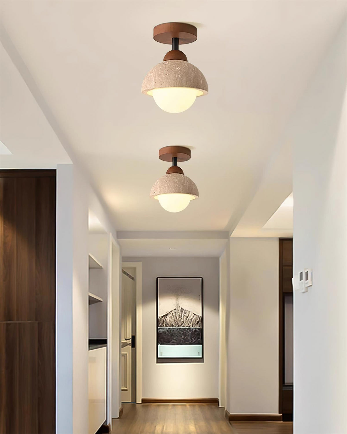 Travertine Flush Mount Ceiling Light - view 5 | Liootrlamp