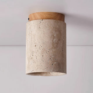 Wood and Stone Modern Flush Mount Light