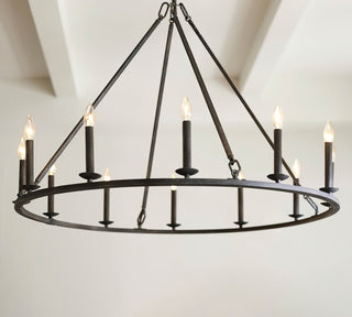 Black Round Farmhouse Candle Chandelier