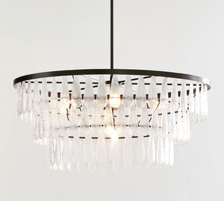 Gold Circular Textured Glass Chandelier