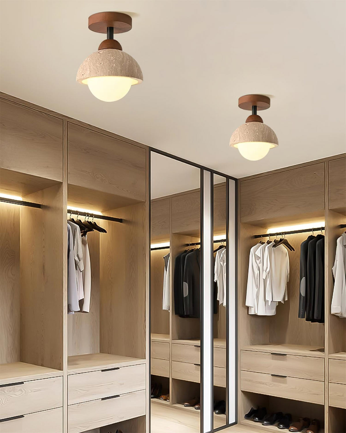 Travertine Flush Mount Ceiling Light - view 6 | Liootrlamp