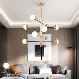 10-Globe Modern Brass Chandelier