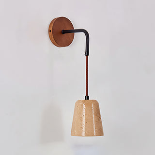 Yellow Travertine Disc Base Wall Lamp