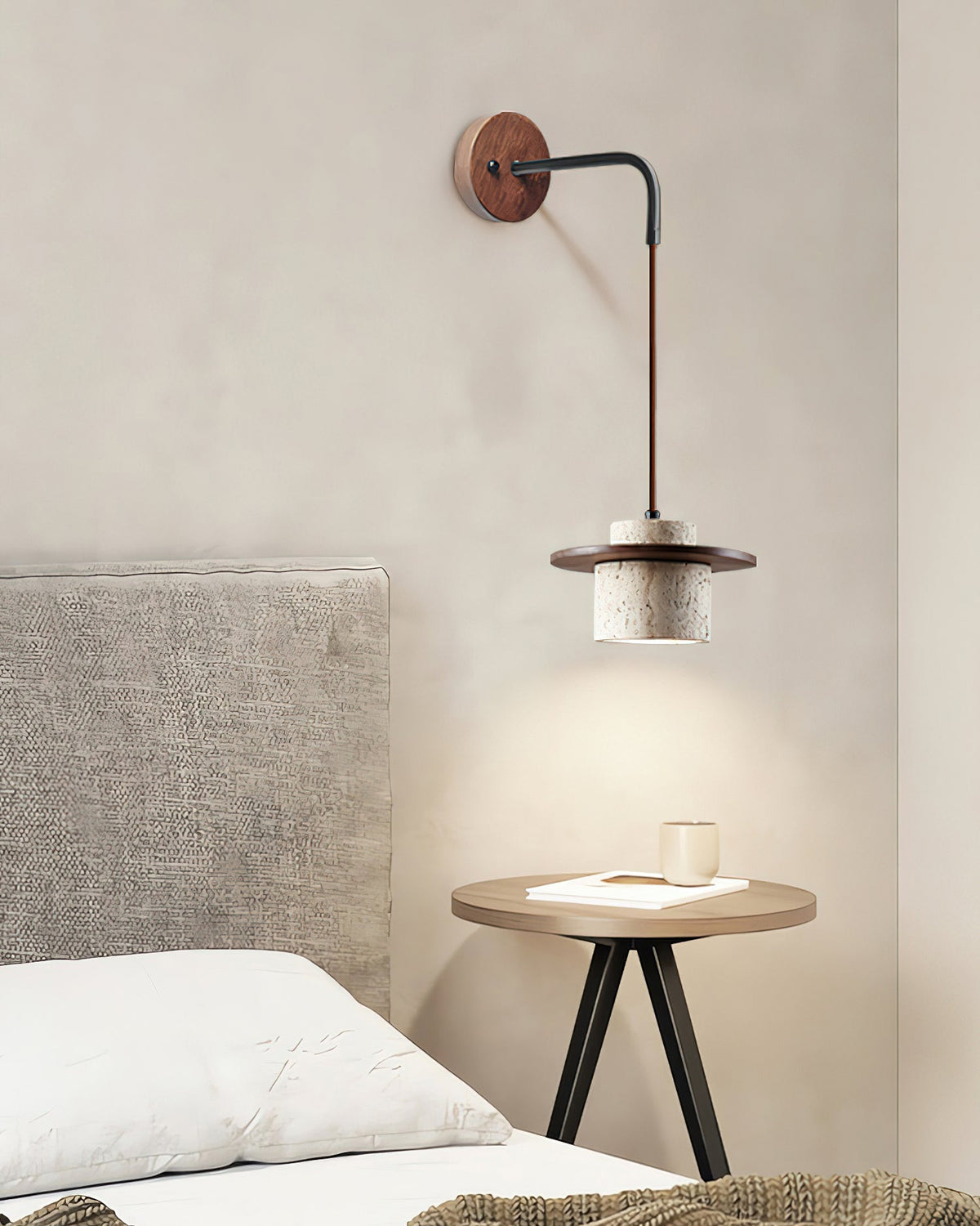 Rustic Textured Cata  Stone Wall Lamp - view 5 | Liootrlamp