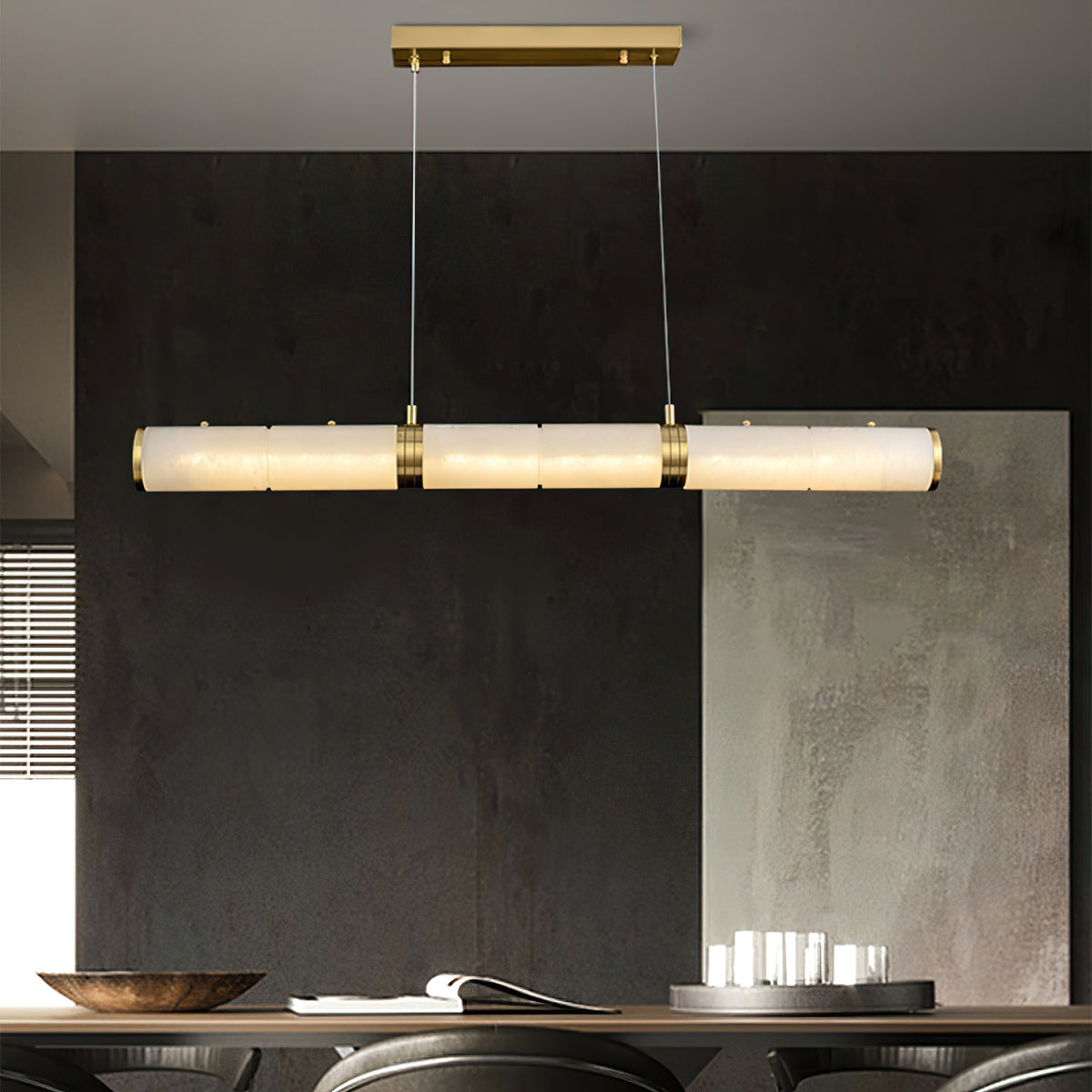 Alabaster Column Linear Chandelier - view 6 | Liootrlamp