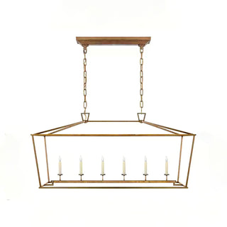 Gold Rectangular Lantern Linear Chandelier