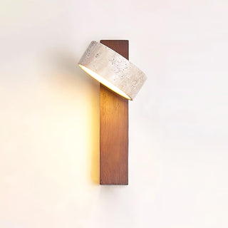 Minimalist Stone and Wood Wall Lamp