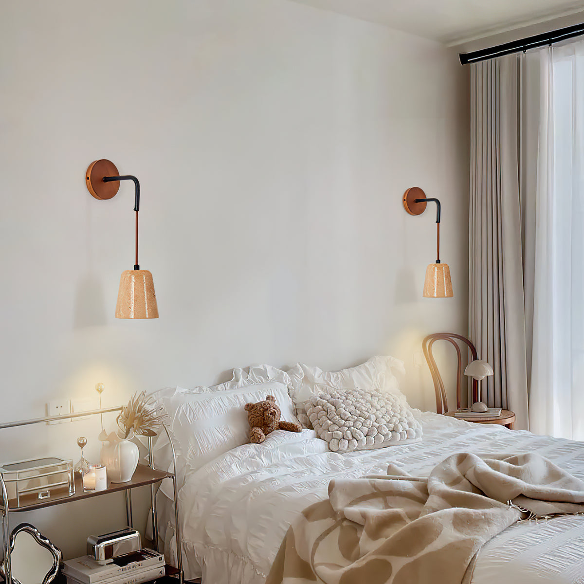 Yellow Travertine Disc Base Wall Lamp - view 3 | Liootrlamp