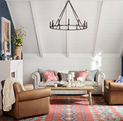 Black Round Farmhouse Candle Chandelier