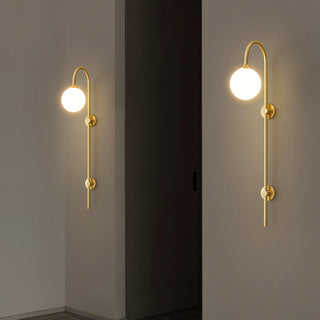 Brass Globe Arm Wall Sconce