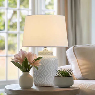 Textured Jar Table Lamp with Tapered Shade