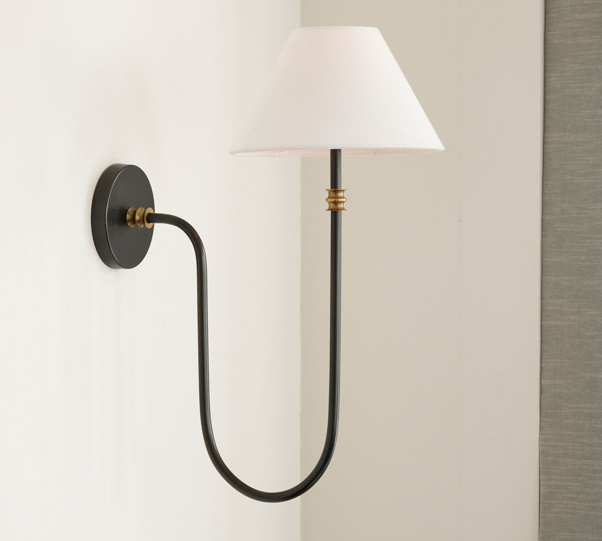 Curved Arm Tapered Shade Wall Light